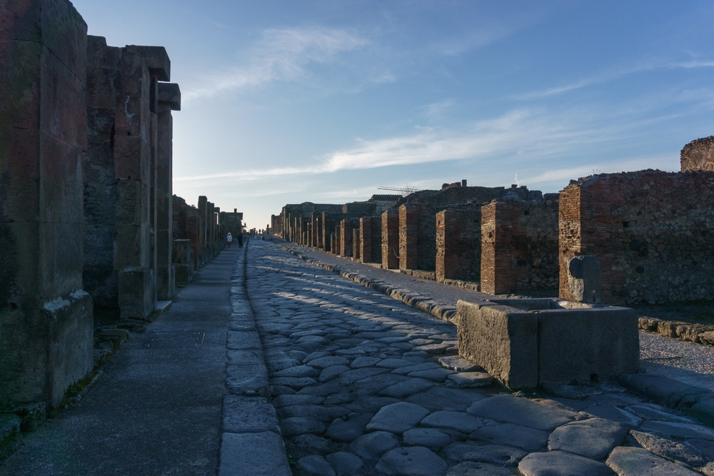 Ruined street and buildings in Pompeii